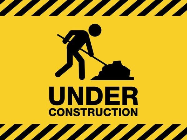 under construction warning sign vector